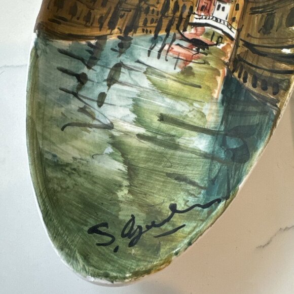 Venice Grand Canal- 2 Hand Painted Rolled Ceramic Slab Wall Hangings, Signed - Picture 12 of 16